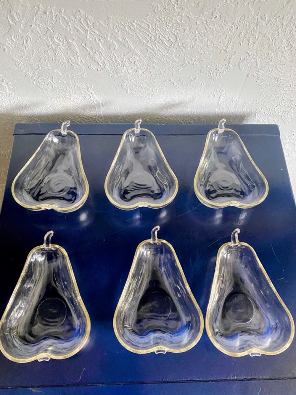 Vintage Pear Bowls ~ Dishes ~ Set Of 6 ~ Clear Glass EUC